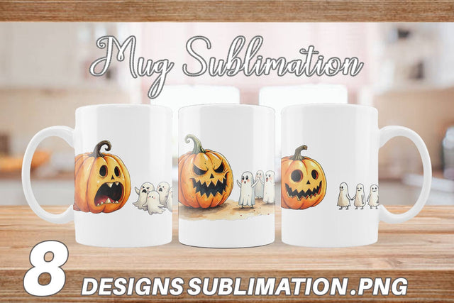 Mug Wrap Halloween Pumpkin Ghosts Sublimation artnoy 