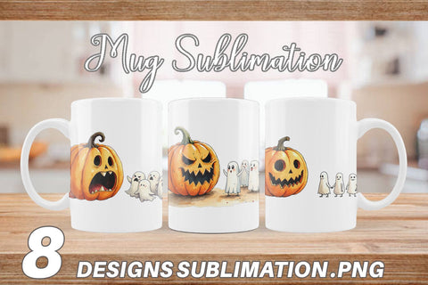 Mug Wrap Halloween Pumpkin Ghosts Sublimation artnoy 
