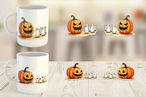 Mug Wrap Halloween Pumpkin Ghosts Sublimation artnoy 