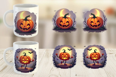 Mug Wrap Halloween Pumpkin Gleam Sublimation artnoy 