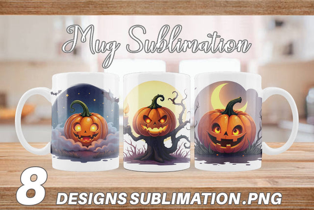Mug Wrap Halloween Pumpkin Gleam Sublimation artnoy 