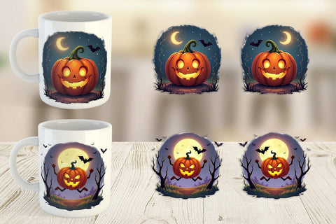 Mug Wrap Halloween Pumpkin Gleam Sublimation artnoy 