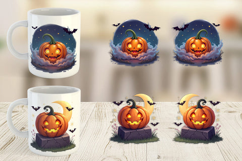 Mug Wrap Halloween Pumpkin Gleam Sublimation artnoy 