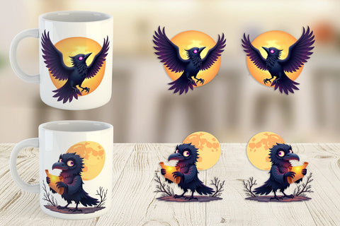 Mug Wrap Halloween Raven Shadow Sublimation artnoy 