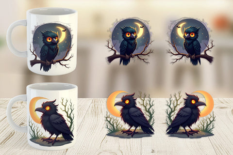 Mug Wrap Halloween Raven Shadow Sublimation artnoy 