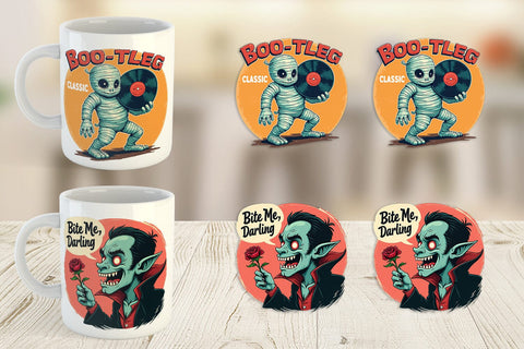 Mug Wrap Halloween Retro Monster Sublimation artnoy 