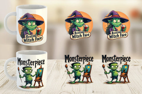 Mug Wrap Halloween Retro Monster Sublimation artnoy 