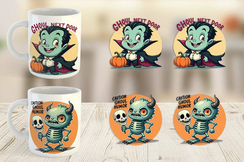 Mug Wrap Halloween Retro Monster Sublimation artnoy 