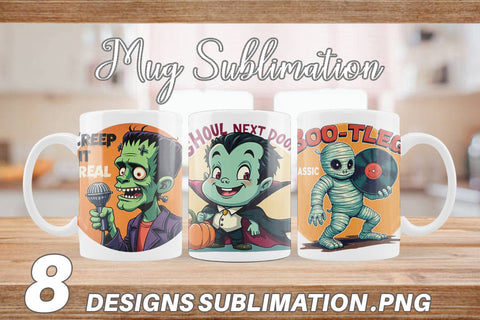 Mug Wrap Halloween Retro Monster Sublimation artnoy 