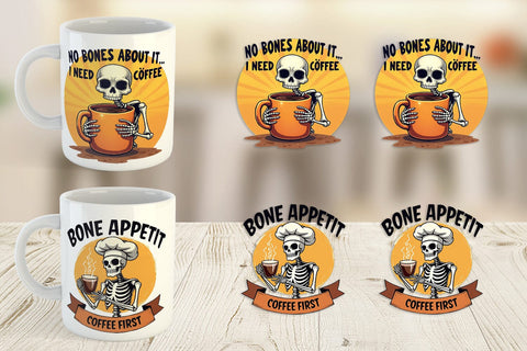 Mug Wrap Halloween Skeleton Coffee Sublimation artnoy 