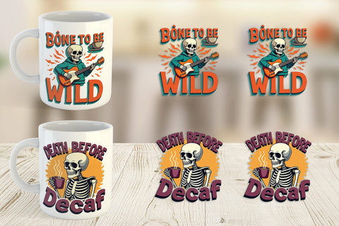 Mug Wrap Halloween Skeleton Coffee Sublimation artnoy 