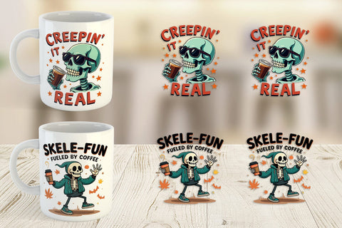 Mug Wrap Halloween Skeleton Coffee Sublimation artnoy 