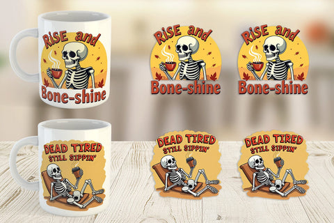 Mug Wrap Halloween Skeleton Coffee Sublimation artnoy 