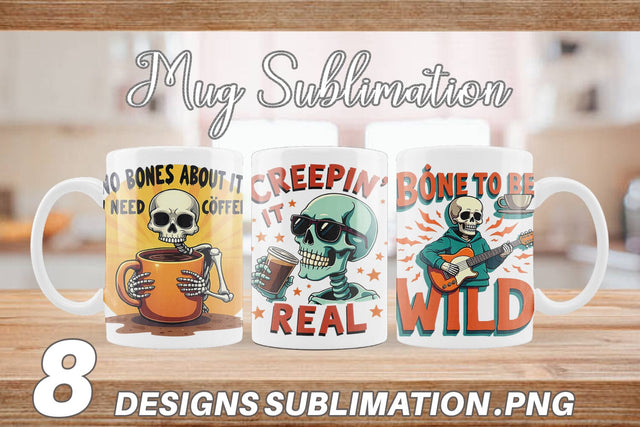Mug Wrap Halloween Skeleton Coffee Sublimation artnoy 