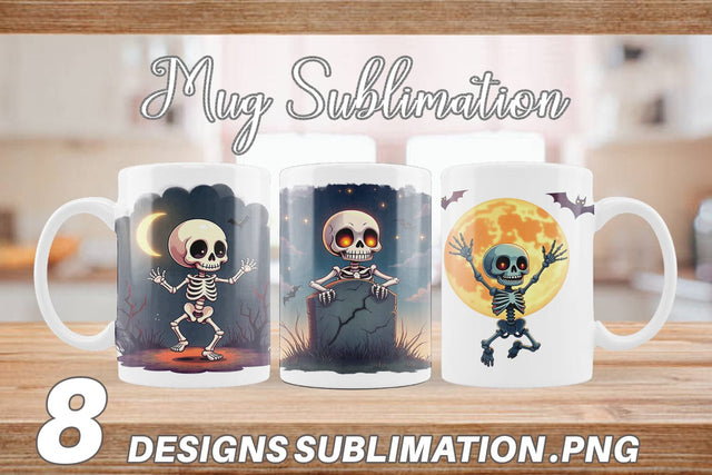 Mug Wrap Halloween Skeleton Dance Sublimation artnoy 
