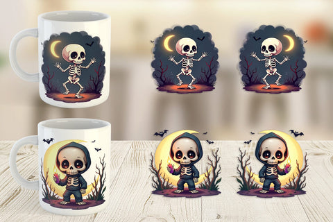 Mug Wrap Halloween Skeleton Dance Sublimation artnoy 