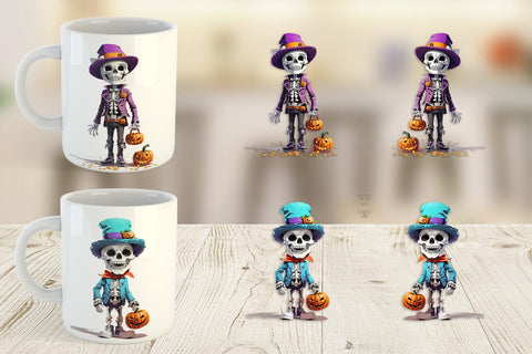 Mug Wrap Halloween Skeleton Sublimation artnoy 