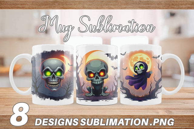 Mug Wrap Halloween Skull Glow Sublimation artnoy 