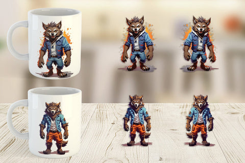 Mug Wrap Halloween Werewolf Sublimation artnoy 