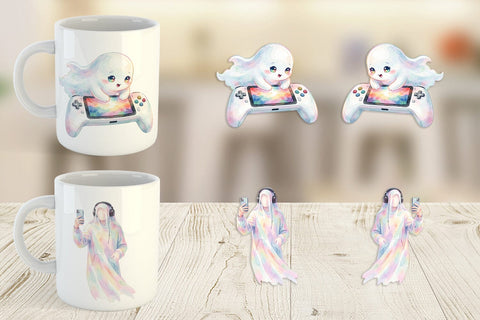 Mug Wrap Handheld Console Gamer Ghost Sublimation artnoy 