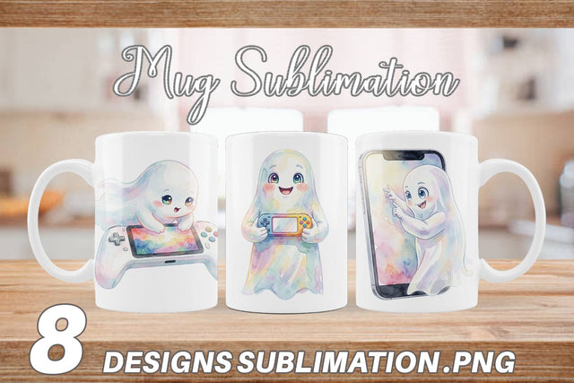Mug Wrap Handheld Console Gamer Ghost Sublimation artnoy 