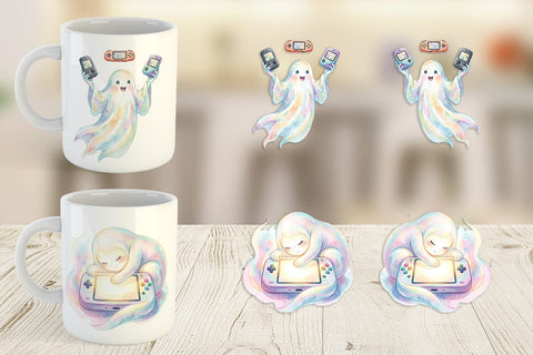 Mug Wrap Handheld Console Gamer Ghost Sublimation artnoy 