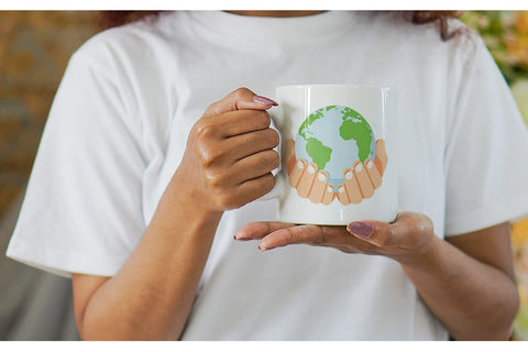 Mug Wrap Hands Holding Earth Sublimation artnoy 