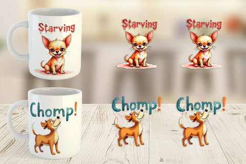 Mug Wrap Hangry Dog Food Lover Watercolor Sublimation artnoy 