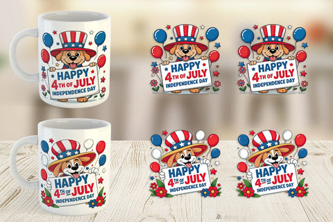 Mug Wrap Happy 4th of July Dog Sublimation artnoy 
