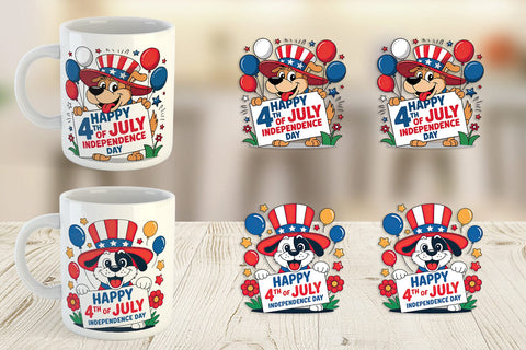 Mug Wrap Happy 4th of July Dog Sublimation artnoy 