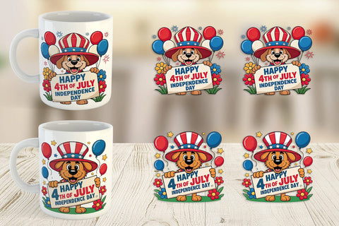 Mug Wrap Happy 4th of July Dog Sublimation artnoy 