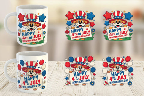 Mug Wrap Happy 4th of July Dog Sublimation artnoy 