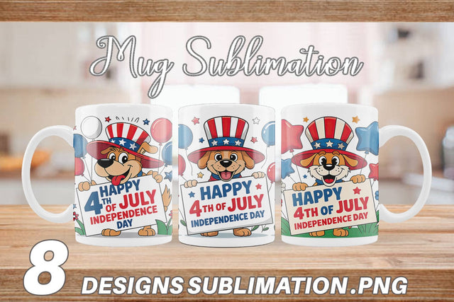 Mug Wrap Happy 4th of July Dog Sublimation artnoy 