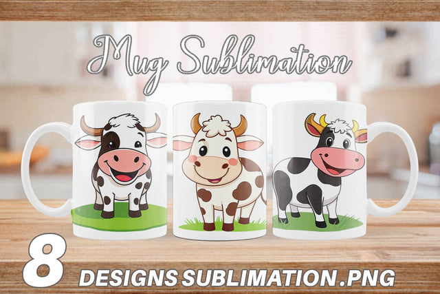 Mug Wrap Happy Cow Face Sublimation artnoy 