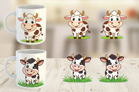 Mug Wrap Happy Cow Face Sublimation artnoy 
