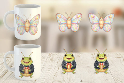 Mug Wrap Happy Round Garden Birthday Watercolor Sublimation artnoy 