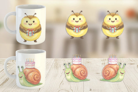 Mug Wrap Happy Round Garden Birthday Watercolor Sublimation artnoy 