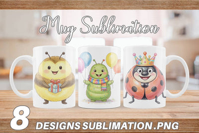 Mug Wrap Happy Round Garden Birthday Watercolor Sublimation artnoy 