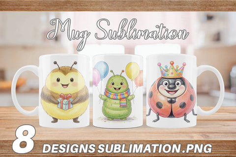 Mug Wrap Happy Round Garden Birthday Watercolor Sublimation artnoy 