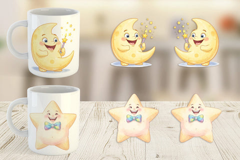 Mug Wrap Happy Round Space Birthday Watercolor Sublimation artnoy 