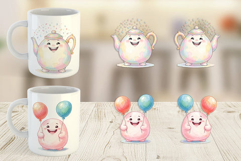 Mug Wrap Happy Round Sweet Treats Watercolor Sublimation artnoy 