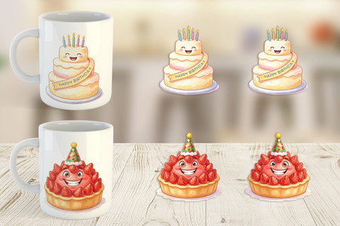 Mug Wrap Happy Round Sweet Treats Watercolor Sublimation artnoy 