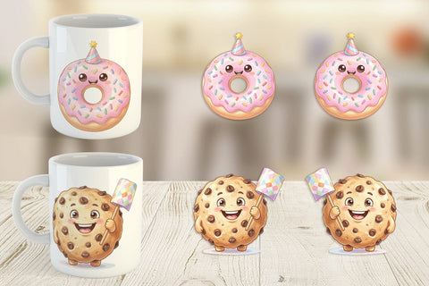 Mug Wrap Happy Round Sweet Treats Watercolor Sublimation artnoy 