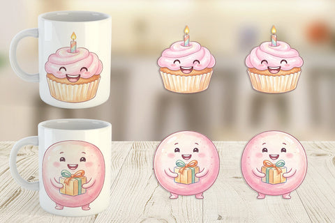 Mug Wrap Happy Round Sweet Treats Watercolor Sublimation artnoy 