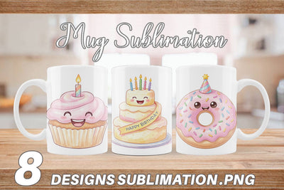 Mug Wrap Happy Round Sweet Treats Watercolor Sublimation artnoy 
