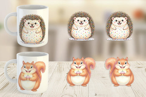 Mug Wrap Happy Round Woodland Birthday Watercolor Sublimation artnoy 