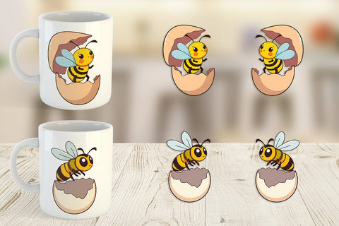 Mug Wrap Hatching Baby Bee Sublimation artnoy 
