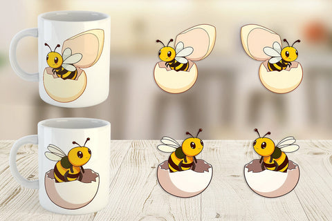 Mug Wrap Hatching Baby Bee Sublimation artnoy 