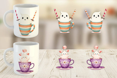 Mug Wrap Haunted Coffee Spirits Sublimation artnoy 