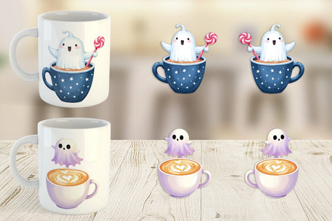 Mug Wrap Haunted Coffee Spirits Sublimation artnoy 